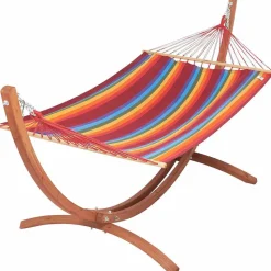 Discount JOBEK Set support et hamac EsKapade coloris multicolore Fortaleza en bois et polypropylène Hamacs - 323 x 125 x 128 cm