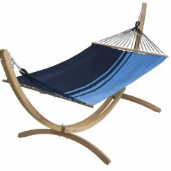Best JOBEK Set support et hamac EsKapade coloris bleu Caraïbes en bois et polypropylène Hamacs - 350 x 125 x 136,5 cm