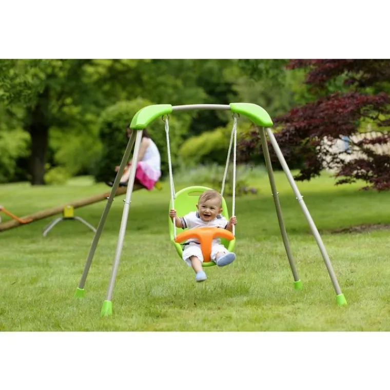 ALÉO BY TRIGANO Siège de balançoire pour bébé en plastique vert et orange pour portique de 1,9 à 2,5 m
