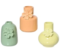 Hot KAEMINGK Soliflore en grès en porcelaine coloré avec motif fleur - Ø 8 x H 12 cm