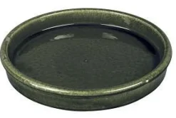 Online PASSION FOR POTTERY Soucoupe en grès émaillé Dripping vert Shanghaï - Ø 40 cm