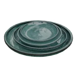 New DECOLINES Soucoupe en grès émaillé vert Amande Littoral - Ø 36 cm