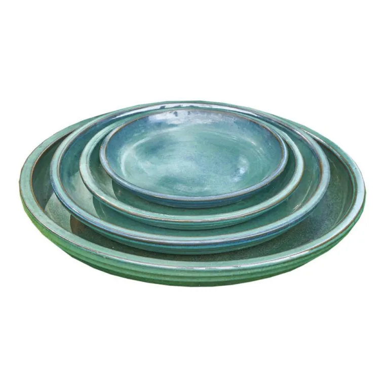 Sale POTERIE DU BOUSQUET Soucoupe en terre cuite émaillée vert amande Costa - Ø 32 x H 3,5 cm