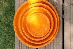 New LES POTERIES D'ALBI Soucoupe en terre cuite émaillée coloris orange savane - Ø 14 x H 2 cm