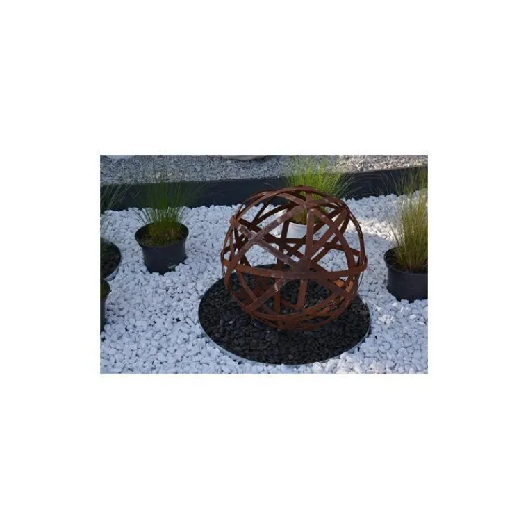 Sale DÉCORIALE Sphère ajourée en métal effet rouille coloris marron Ø 40 cm