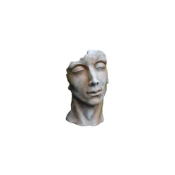 Clearance DÉCORIALE Statue de visage d’homme effet demi-rouille coloris gris 53 cm