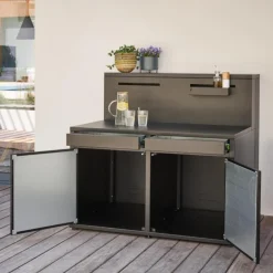 Online FORGE ADOUR Support cuisine fermé en acier noir forme comptoir de bar - 120 x 97,2 x 112,5 cm