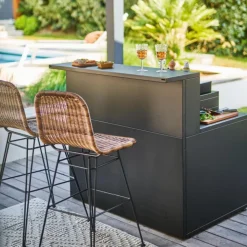 Online FORGE ADOUR Support cuisine fermé en acier noir forme comptoir de bar - 120 x 97,2 x 112,5 cm