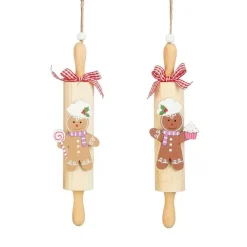 Outlet EDELMAN Suspension pain d’épice sur rouleau à pâtisserie en bois FSC - 21 x 5 x 4 cm
