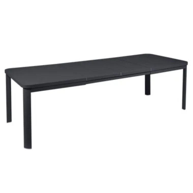 Discount FERMOB Table 2 allonges en aluminium coloris carbone Oléron - 155/255 x 100 x 74 cm