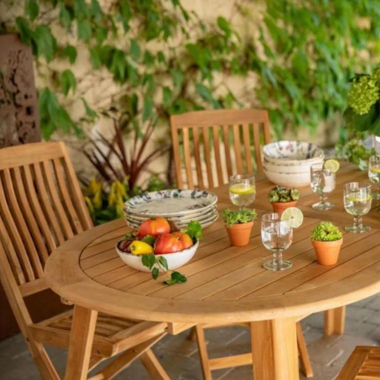 Sale Table coloris beige en teck - 180 x 240 x 100 cm