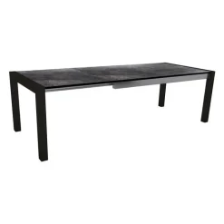 Best STERN Table extérieure coloris noir mat/marbre foncé en aluminium - 214/254/294 x 100 x 75 cm