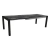 Clearance STERN Table extérieure extensible coloris noir mat/marbre foncé en aluminium - 174/214/254 x 90 x 75 cm