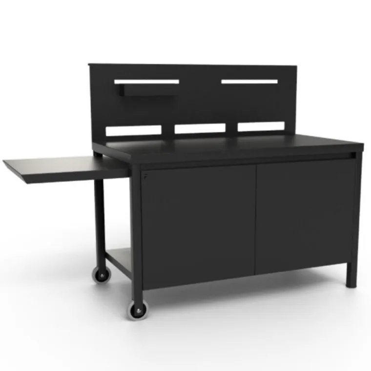 Discount FORGE ADOUR Table roulante crédence fermée en acier noir - 120 x 65,7 x 112,5 cm