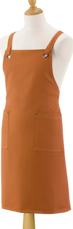 New WINKLER Tablier avec poches en coton recyclé coloris cannelle Artisan - 72 x 85 cm