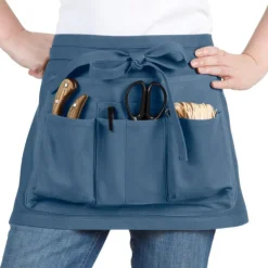 Sale Tablier de jardin court coloris bleu 7 poches