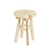 Clearance Tabouret assise ronde coloris beige en teck - 30 x 30 x 42 cm