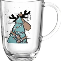 Sale LEONARDO Tasse à thé en verre transparent gravé avec motif Élan 380 ml en boite cadeau - 13,7 x 17 cm