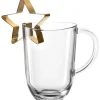 Sale LEONARDO Tasse en verre transparent avec emporte-pièce forme étoile or - 15 cm