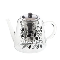 Sale CADES DESIGN Théière infuseur Olivia coloris blanc en verre - 14 x 16 x 23 cm