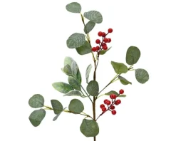 Best ART FLORAL Tige artificielle eucalyptus baies rouges coloris rouge - 50 x 10 x 3 cm