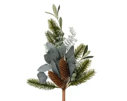 Online KAEMINGK Tige artificielle verte avec feuilles argentées et pommes de pin - H 50 cm