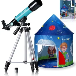 Discount BRESSER Télescope à lentille 50/360 tente d’observation bleue - 3,8 x 7 x 1 m