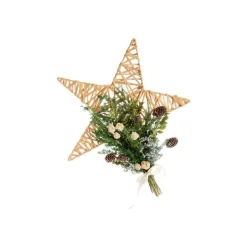 Discount Étoile naturelle décorée de branches et fleurs séchées vertes - 16,5 x 16,5 cm