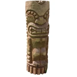DÉCORIALE Totem polynésien Tiki Aro coloris bois en bois de coco - 100 cm