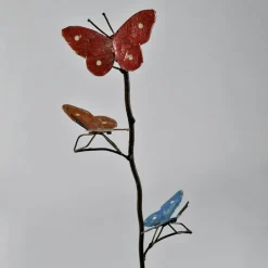 Hot CHOUETTE AND CO Tuteur métal 3 papillons peints main