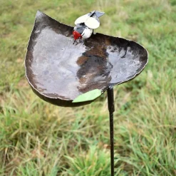 Outlet CHOUETTE AND CO Tuteur métal mangeoire cœur 1 oiseau peint main