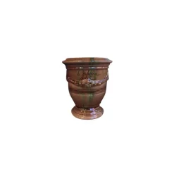New POTERIE DE LA MADELEINE Vase Anduze flammé en terre cuite émaillée H 14 x Ø 12 cm