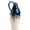 Outlet CADES DESIGN Vase en grès blanc et bleu Lyra - 14 x 18 x 37 cm