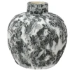 Clearance KAEMINGK Vase en terre cuite gris et blanc - Ø 24 x H 25 cm