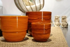 LES POTERIES D'ALBI Vase en terre cuite émaillée orange Savane Les Poteries d’Albi Rebord - Ø 35 x H 33 cm