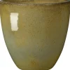 Clearance DEROMA Vase en terre cuite émaillée jaune vert Tonkin Avocado 25 L - Ø 40 x H 36 cm