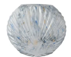 Best KAEMINGK Vase forme coquillage en verre blanc irisé bleu - 23 x 7 x 20 cm