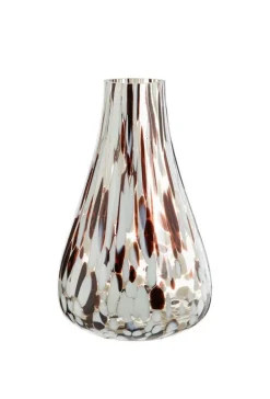 Vase soliflore moucheté coloris marron en verre - 25 x 14 x 14 cm