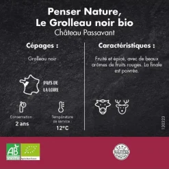 Discount CHÂTEAU PASSAVANT Vin de table sans sulfite Vallée de la Loire Le grelot noir PASSAVANT - 75 cl