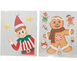 Clearance KAEMINGK Vitrophanie personnages de Noël multicolores - 34,5 x 28,5 cm