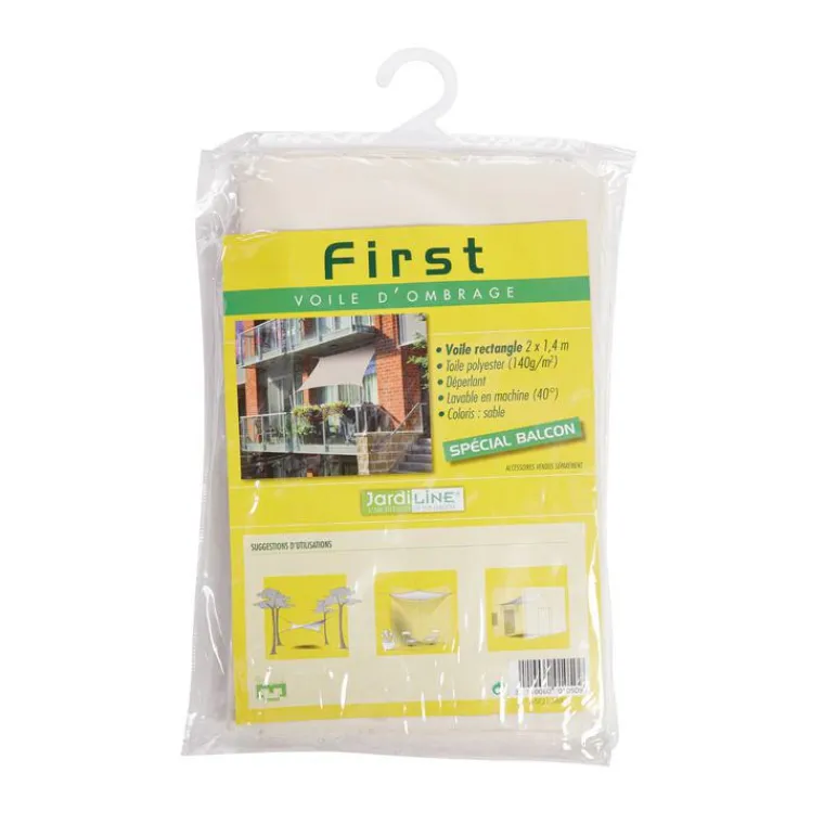 Outlet JARDILINE Voile d'ombrage rectangulaire beige spéciale balcon 2,0 x 1,4 m